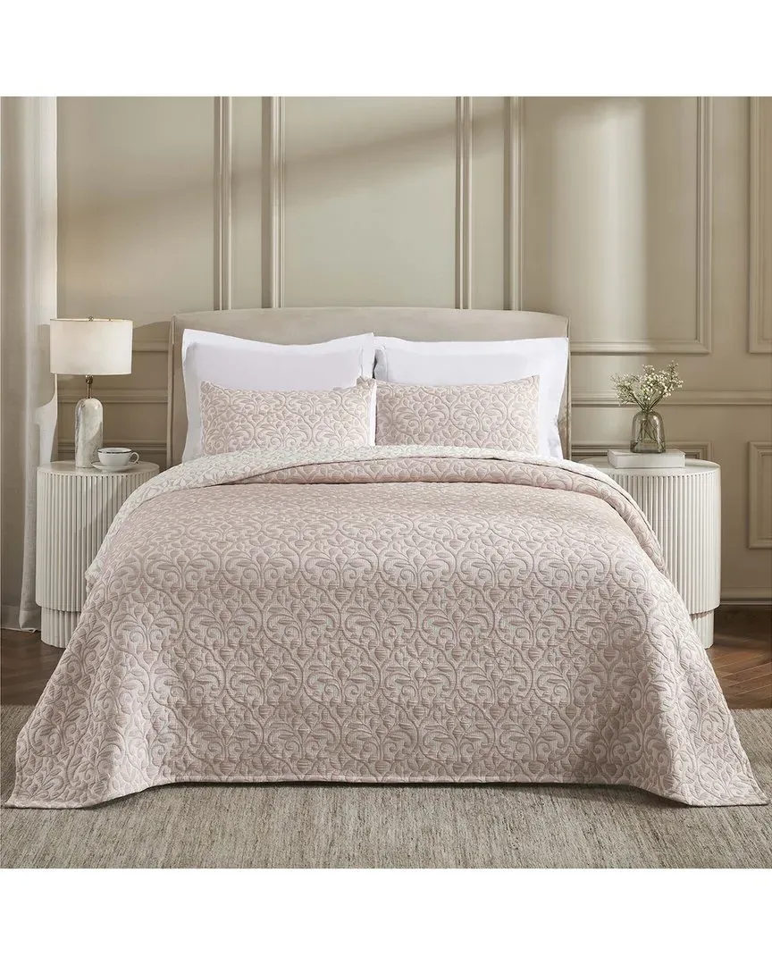 Vineyard Blend Matelasse Woven Coverlet Set - Pink