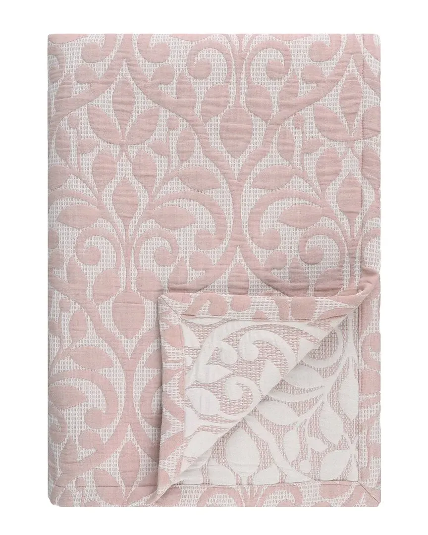 Vineyard Blend Matelasse Woven Throw - Pink, Cotton Blend
