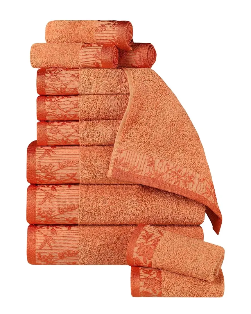 Wisteria 12pc Towel Set with Embroidered Border - Orange, Cotton