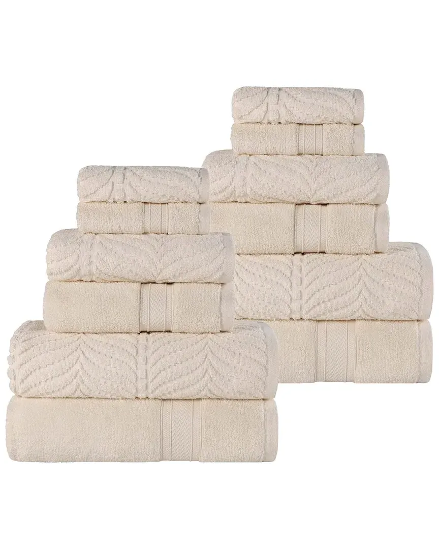 Zero Twist Cotton 12pc Chevron Towel Set - Ivory