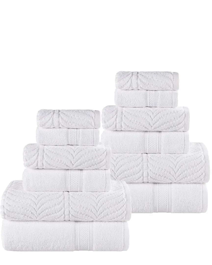 Zero Twist Cotton 12pc Chevron Towel Set - White