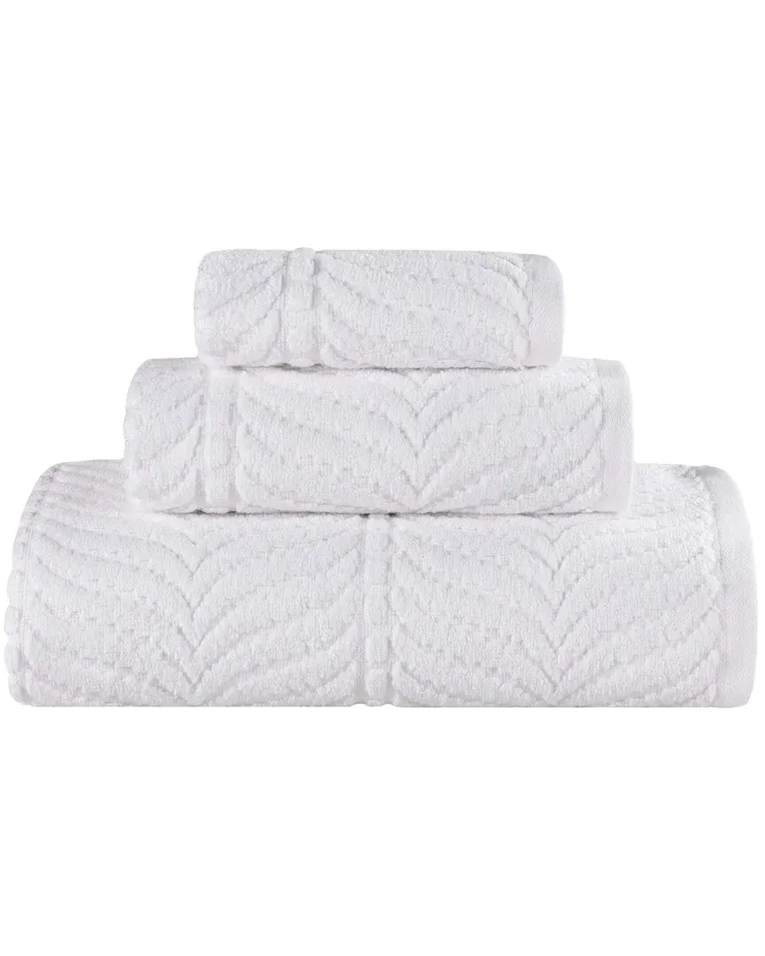 Zero Twist Cotton 3pc Chevron Towel Set - White