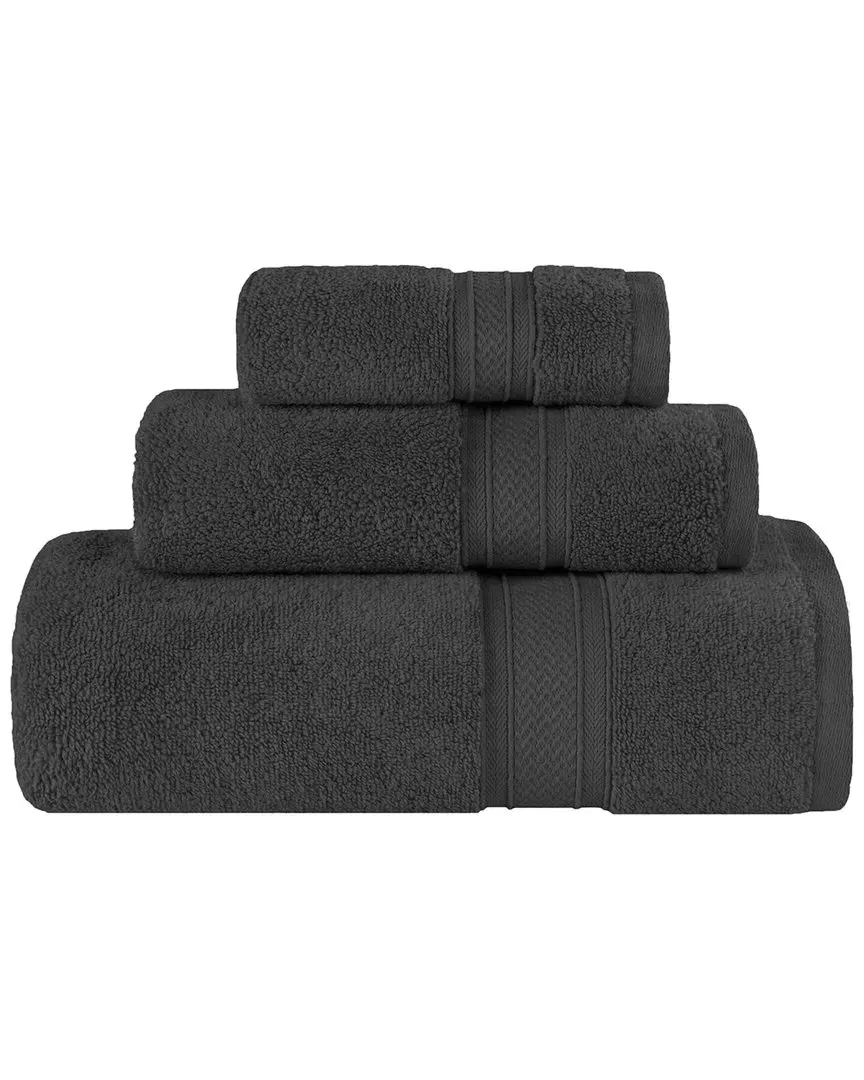 Zero Twist Cotton 3pc Solid Towel Set - Black