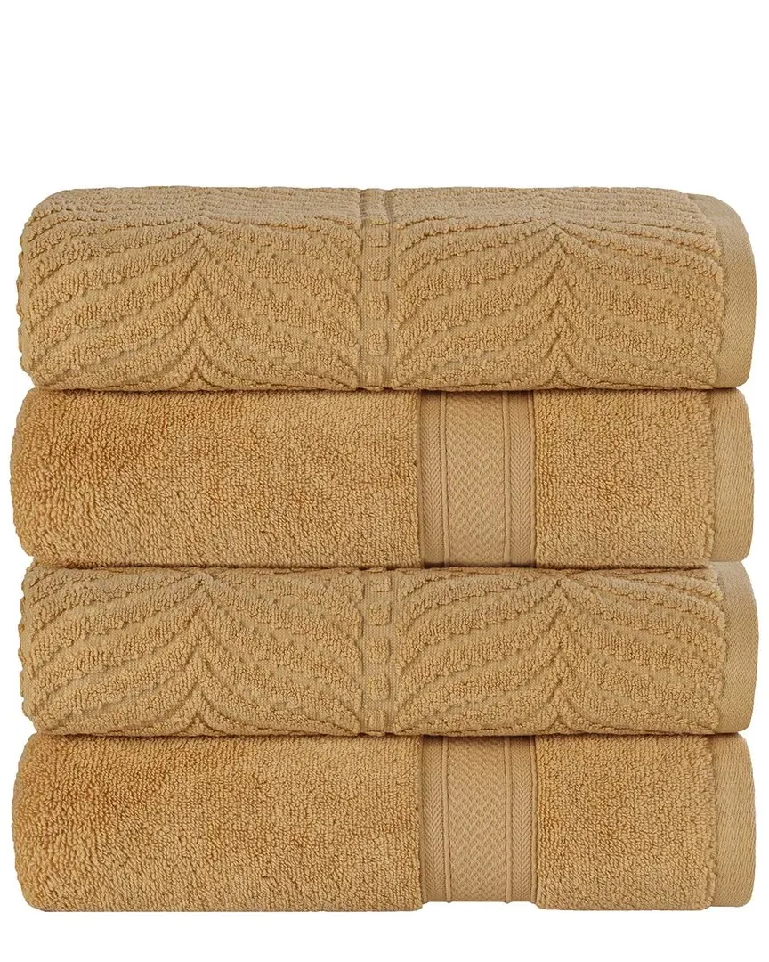 Zero Twist Cotton 4pc Chevron Bath Towel Set - Gold