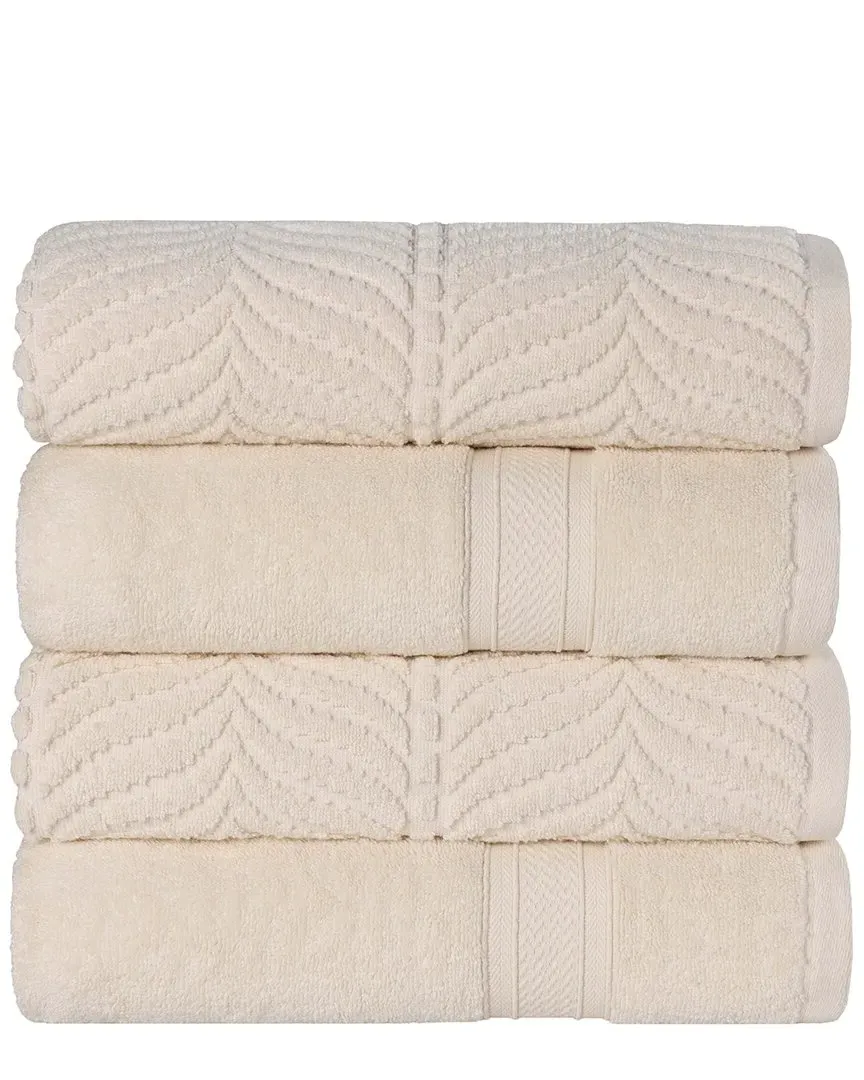 Zero Twist Cotton 4pc Chevron Bath Towel Set - Ivory