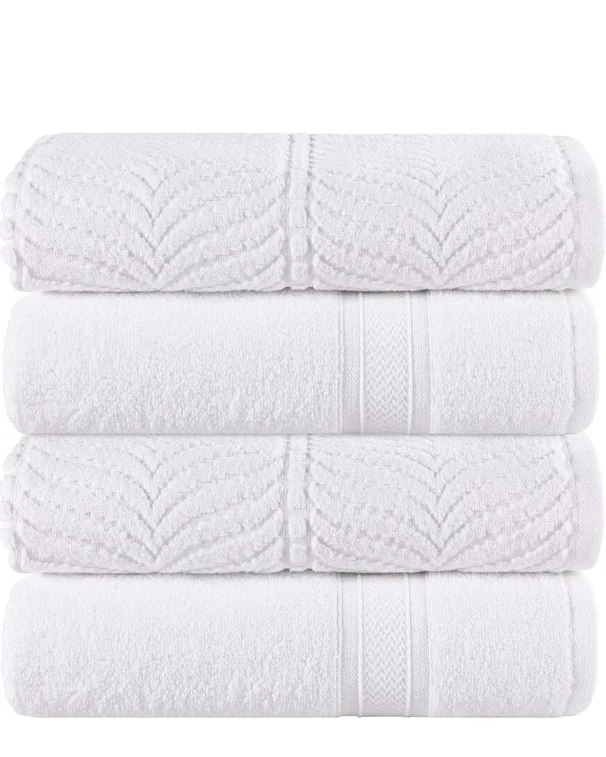 Zero Twist Cotton 4pc Chevron Bath Towel Set - White
