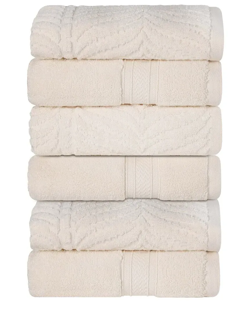 Zero Twist Cotton 6pc Chevron Hand Towel Set - Ivory