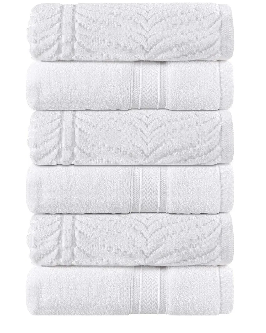 Zero Twist Cotton 6pc Chevron Hand Towel Set - White