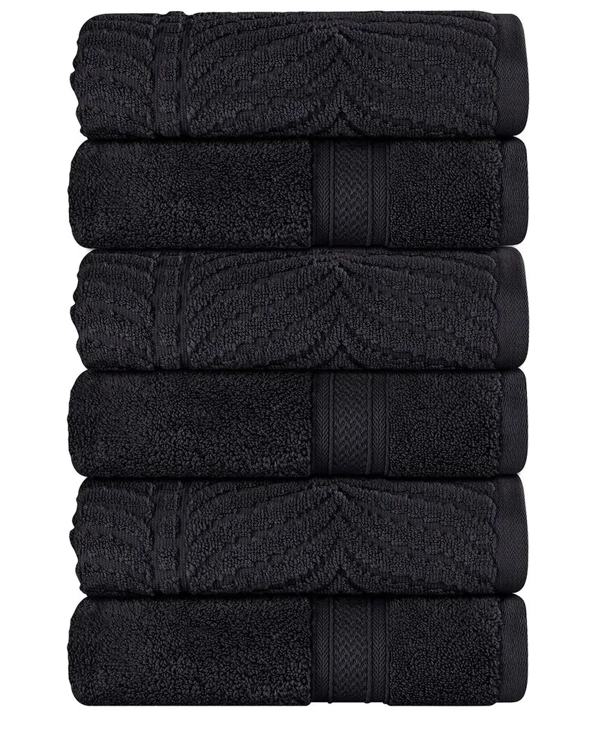 Zero Twist Cotton 6pc Hand Towel Set - Black