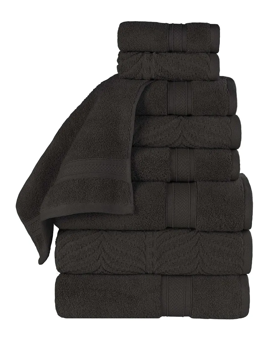 Zero Twist Cotton 9pc Chevron Towel Set - Black