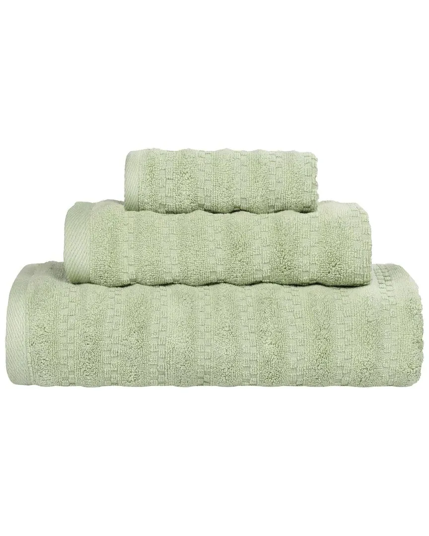 Zuma Zero Twist 3-Piece Towel Set - Green, Cotton