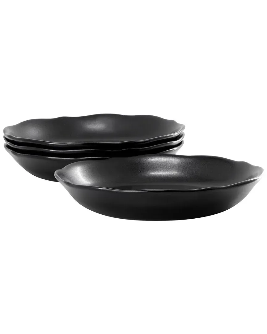 4pc Soft Scalloped Dinner Bowls - Black, Stoneware image