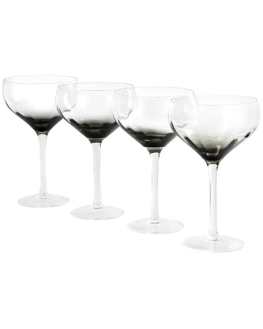 Cambron 4pc Optic Handmade Coupe Glasses - Black image