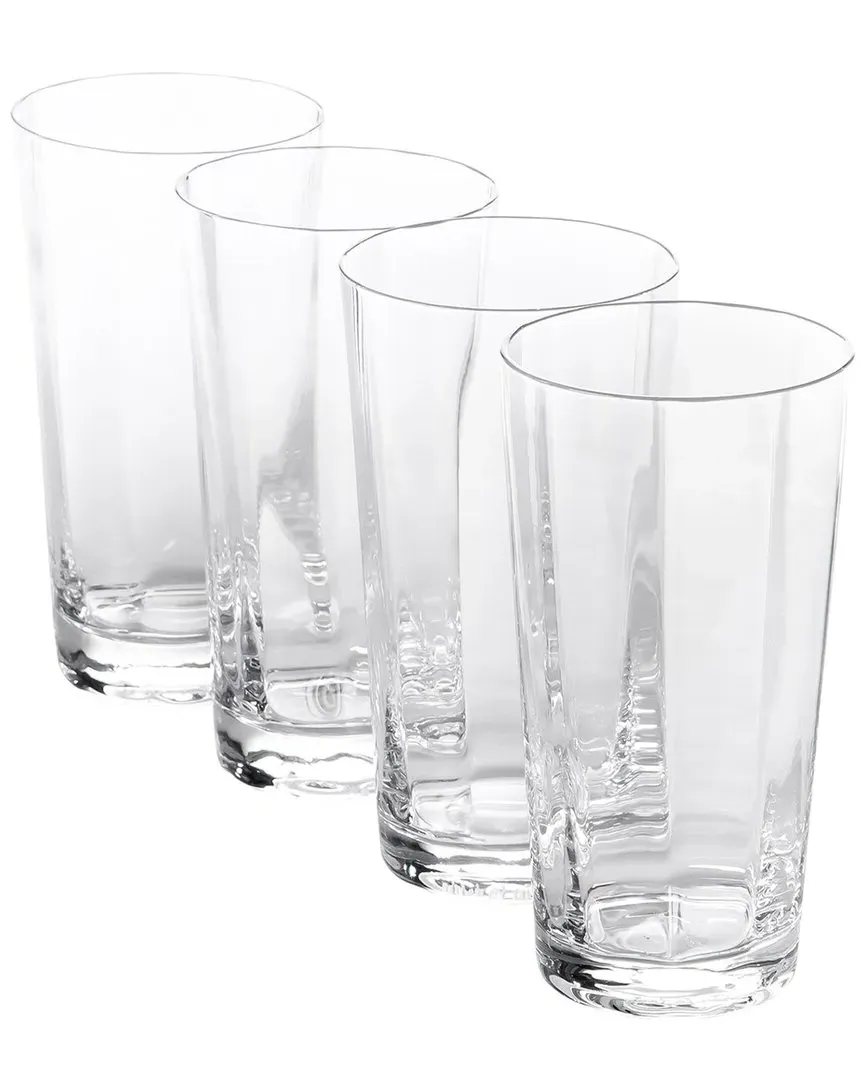 Cambron 4pc Optic High Ball Handmade Glasses - Clear