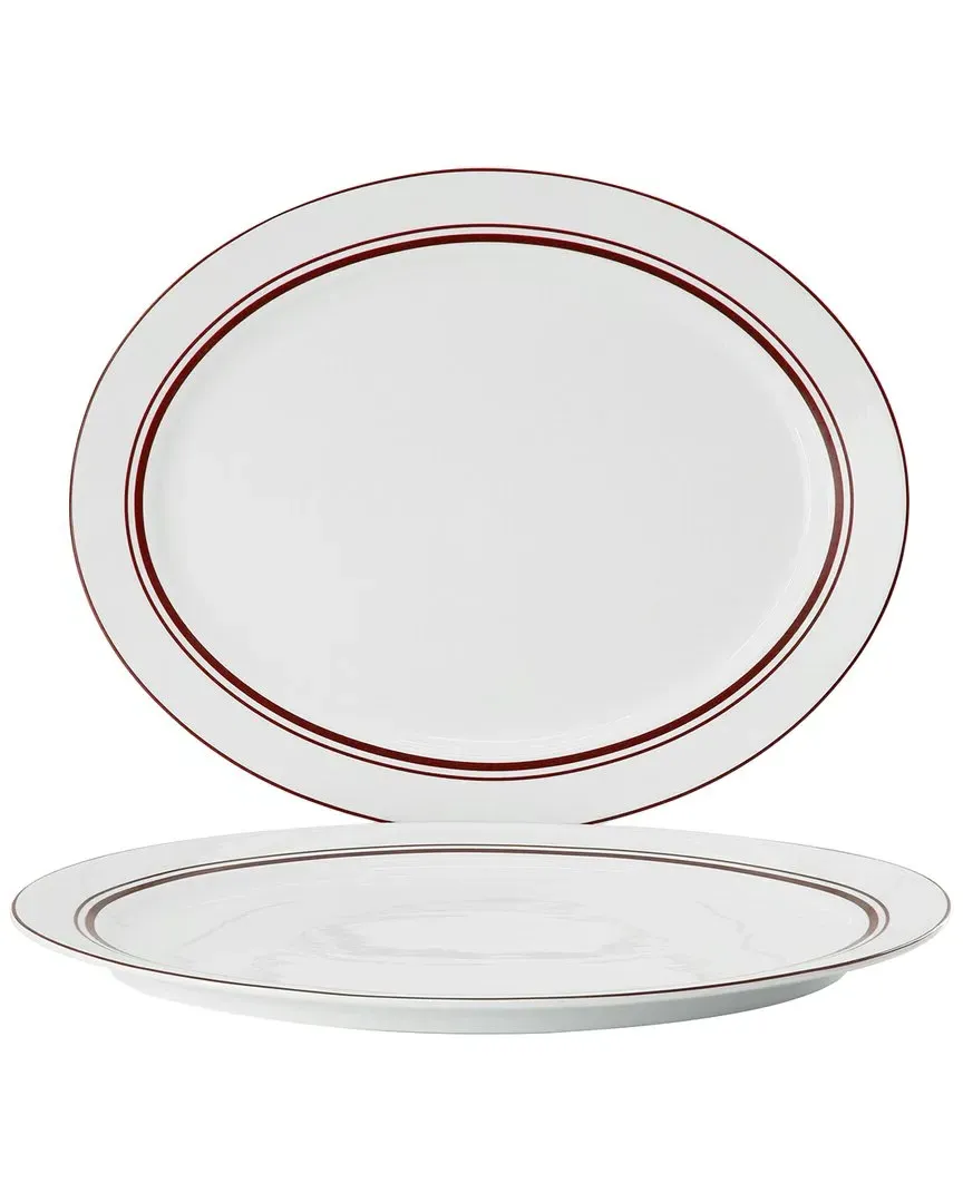 Le Marais 2pc Oval Ceramic Platter Set - White