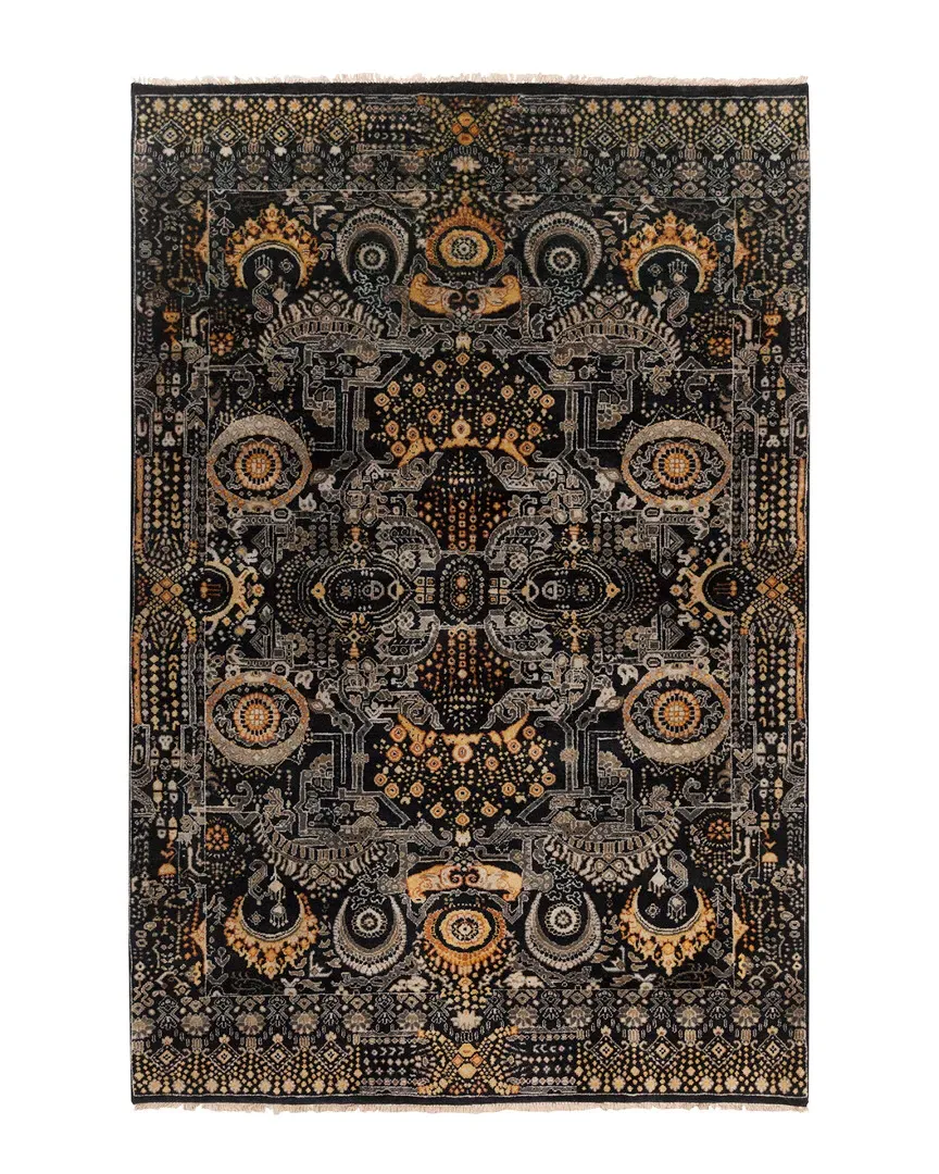 Empress Hand-Knotted Wool Rug - Black Yellow image