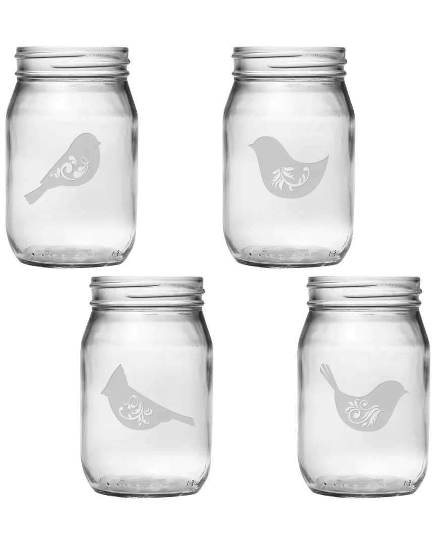 Birds of a Feather Set of 4 Mason Jars - Glass