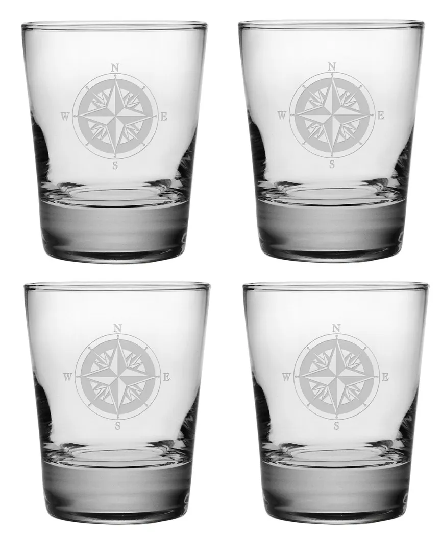 Compass Set of 4 Double Old Fashioned Glasses