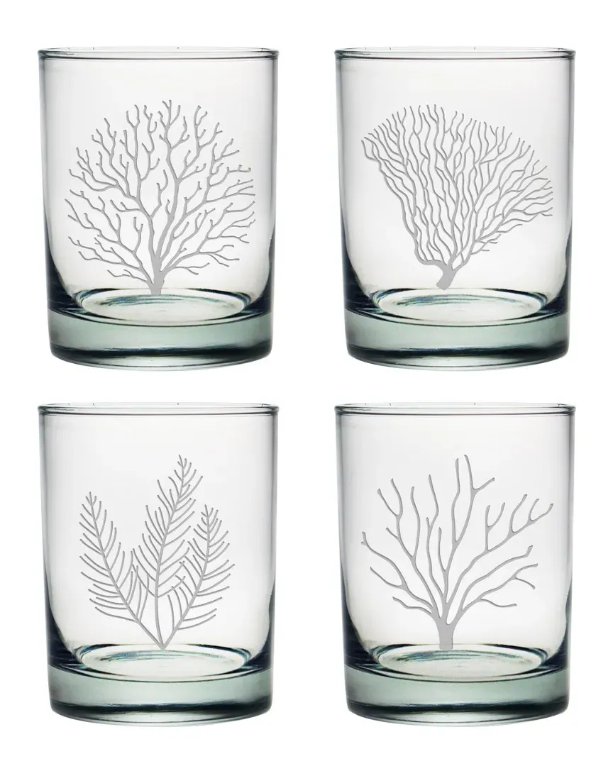 Coral Set of 4 Double Old Fashioned Glasses