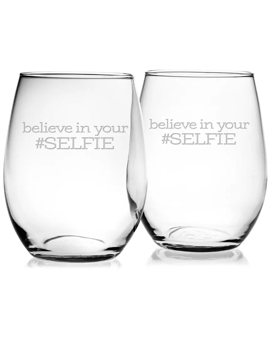 21oz #SELFIE Stemless Glasses - Clear image