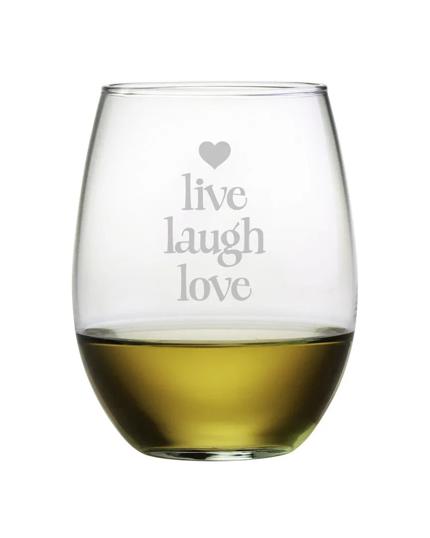 Live Laugh Love Set of Four 21oz Stemless Wine Glasses image