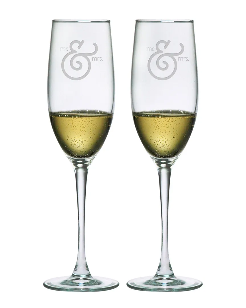 Glass Mr. And Mrs. Set of 2 Flutes - Clear