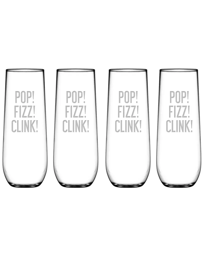 Pop Fizz Clink Stemless Flutes Set of 4 - Clear Glass image