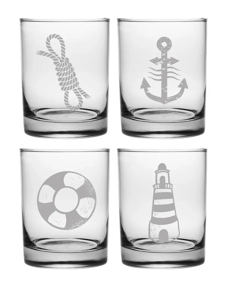 Seafarer Set of 4 Rocks Glasses - Clear image
