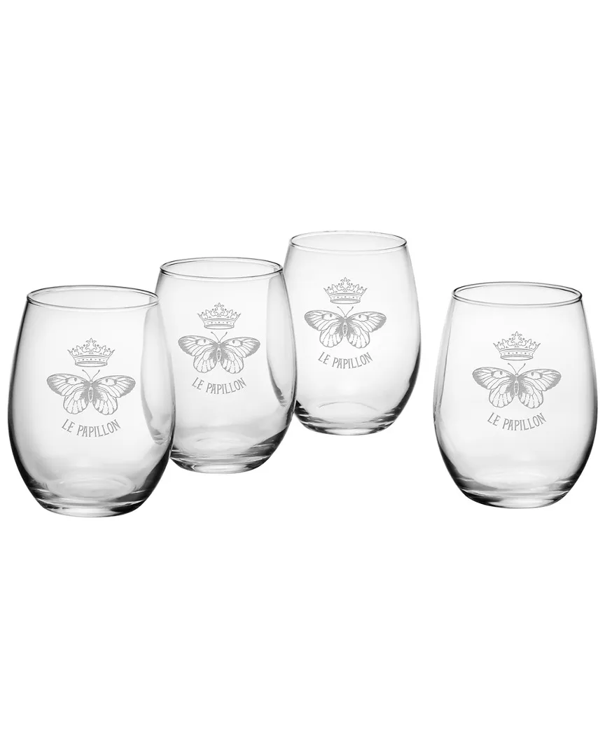 Set of 4 Le Papillon Stemless Wine Glasses - Glass image