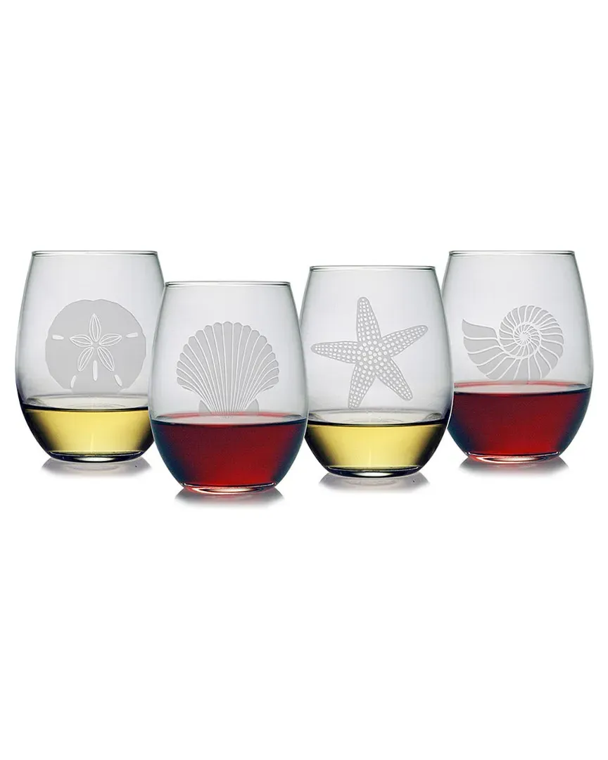 Set of 4 Seashore Stemless Wine Glasses - 21oz image