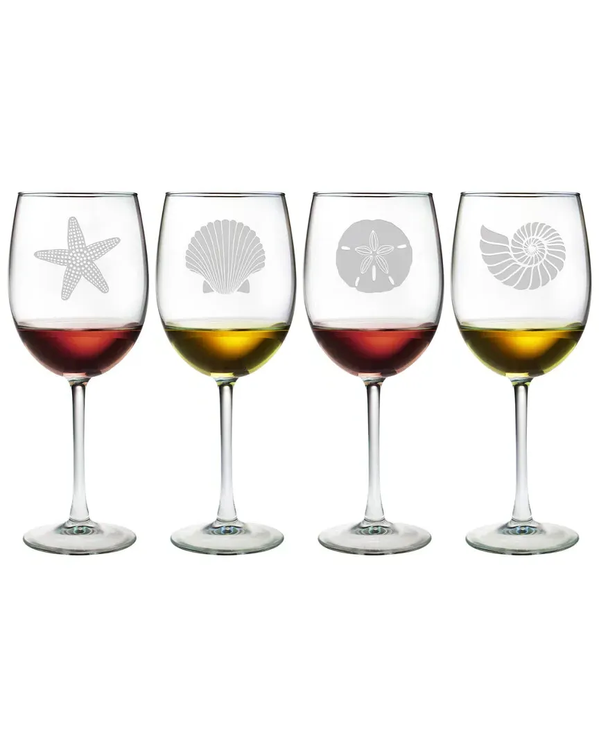 Set of 4 Seashore Wine Glasses - 19oz