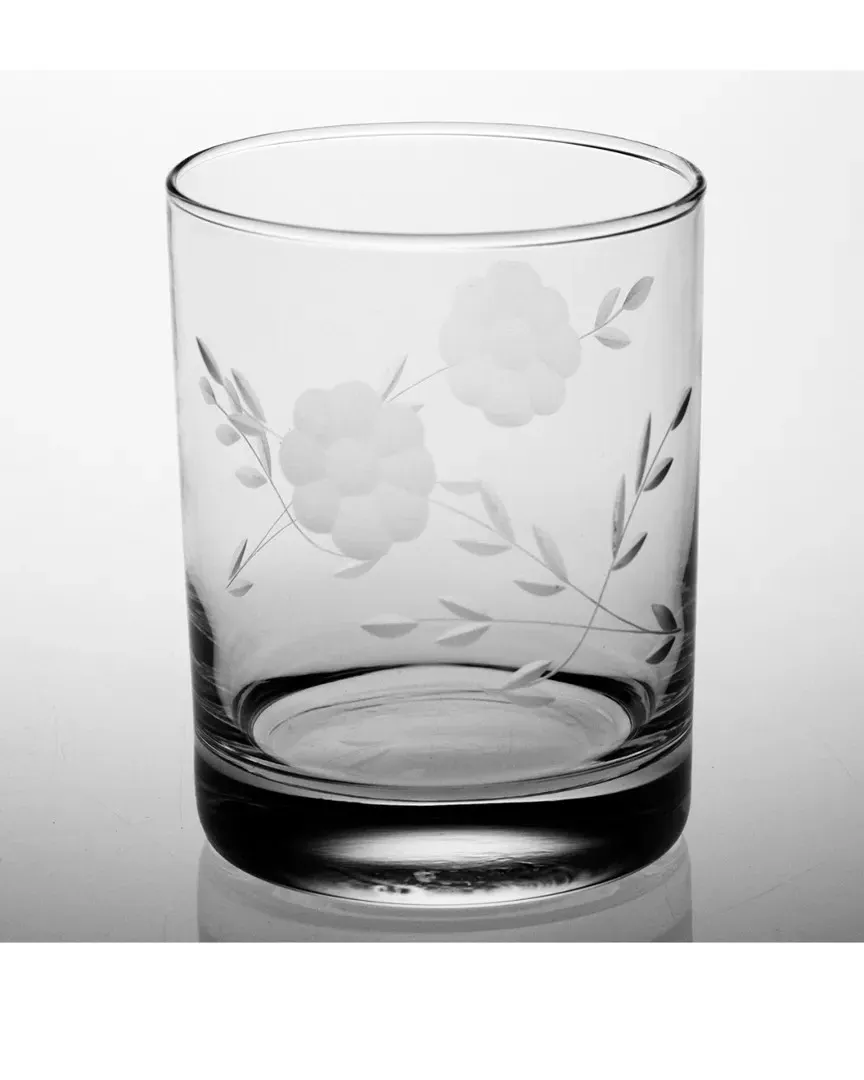 Glass Set of Four 14oz Janet Handcut Rocks Glasses - Clear image