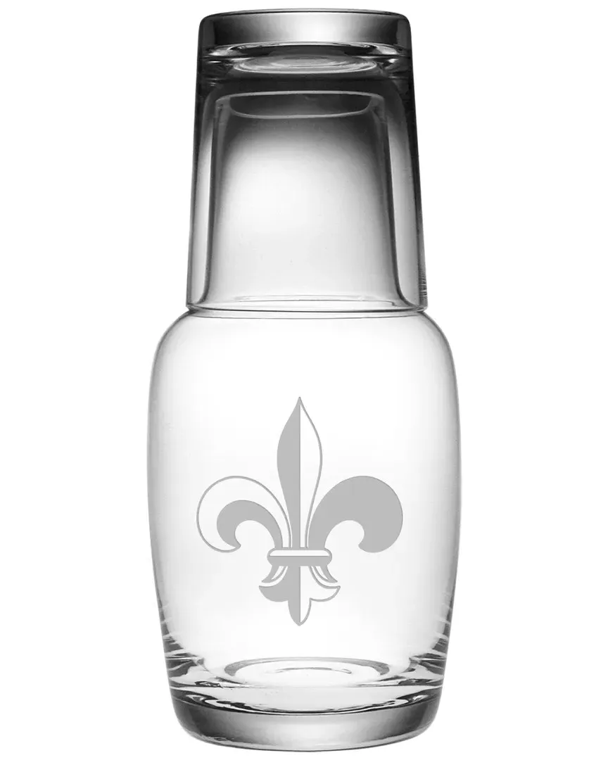 Susquehanna Glass 32oz Fleur De Lis Night Bottle Set - Clear image