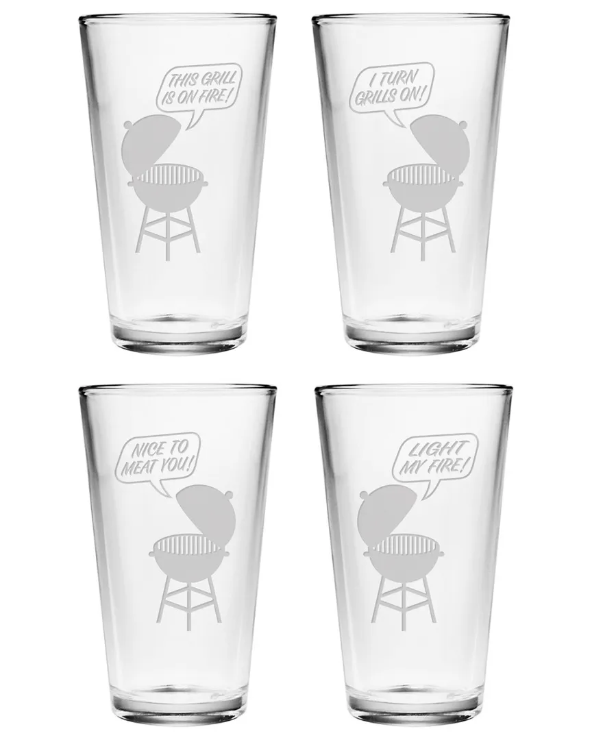 Grill Talk Set of 4 Pint Glasses - Clear image