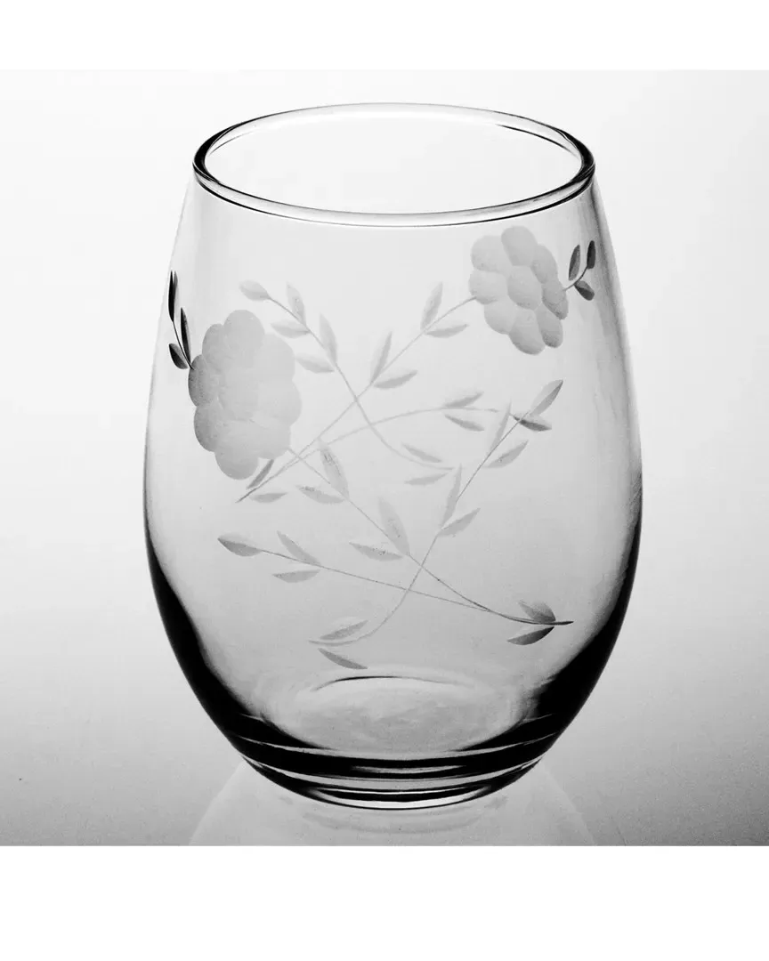 Janet Handcut Stemless Glasses Set of 4 - Clear, Glass