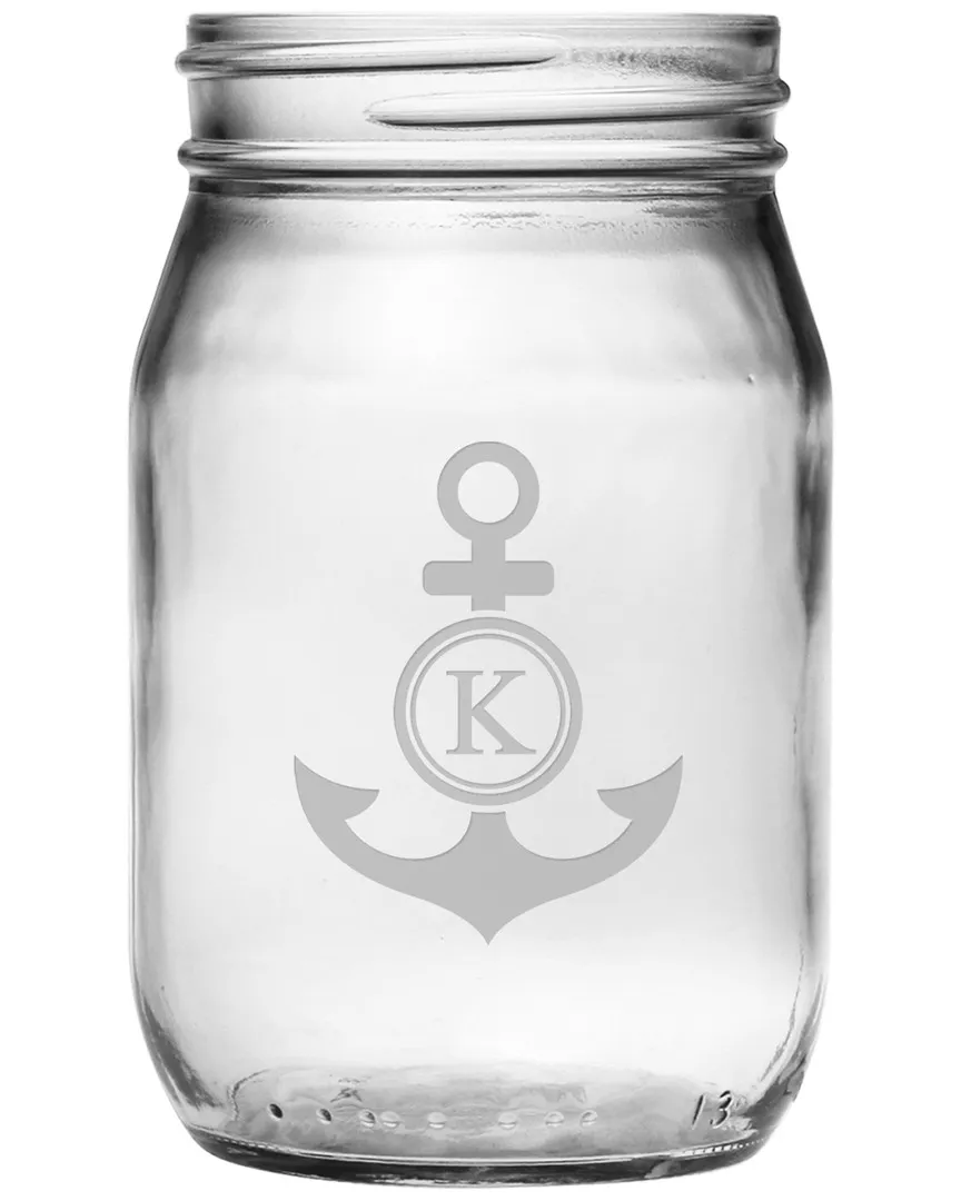Monogrammed Set of Four Anchor Mason Glasses - Clear