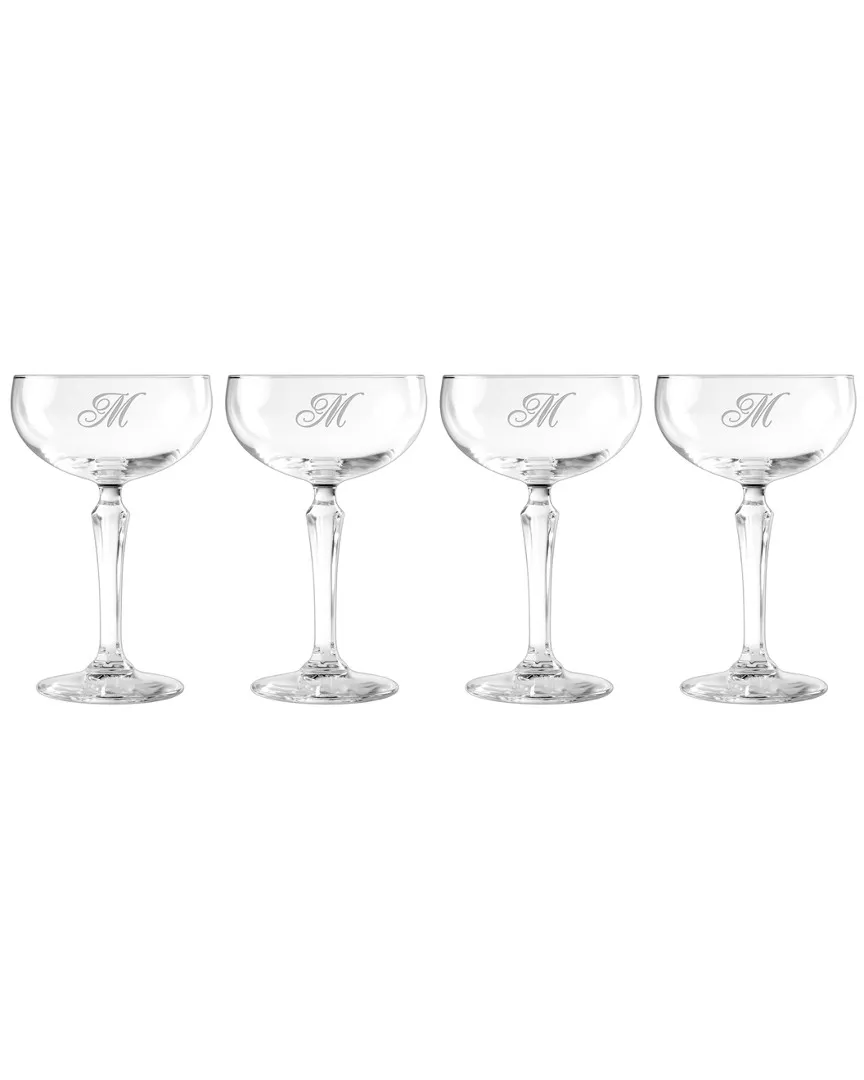 Monogrammed Set of Four Champlain Cocktail Coupes - Clear