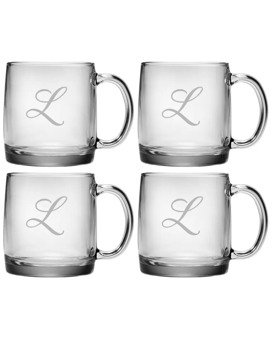 Monogrammed Set of Four Champlain Coffee Mugs - Clear