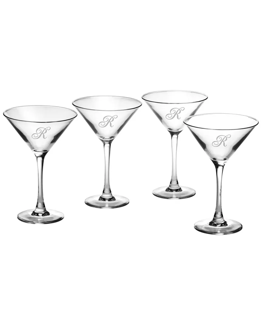 Monogrammed Set of Four Champlain Martini Glasses - Clear