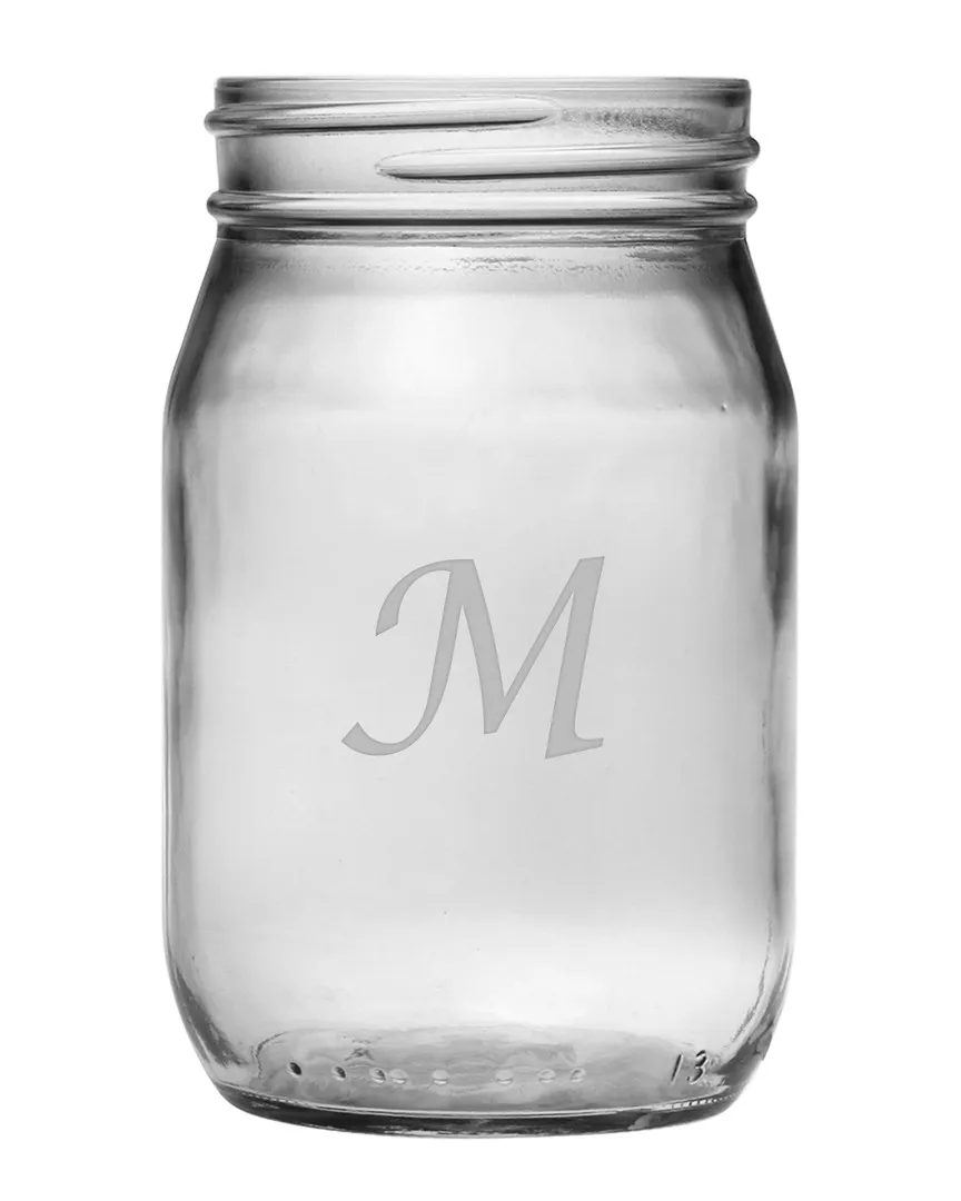 Monogrammed Set of Four Mason Jars - Clear