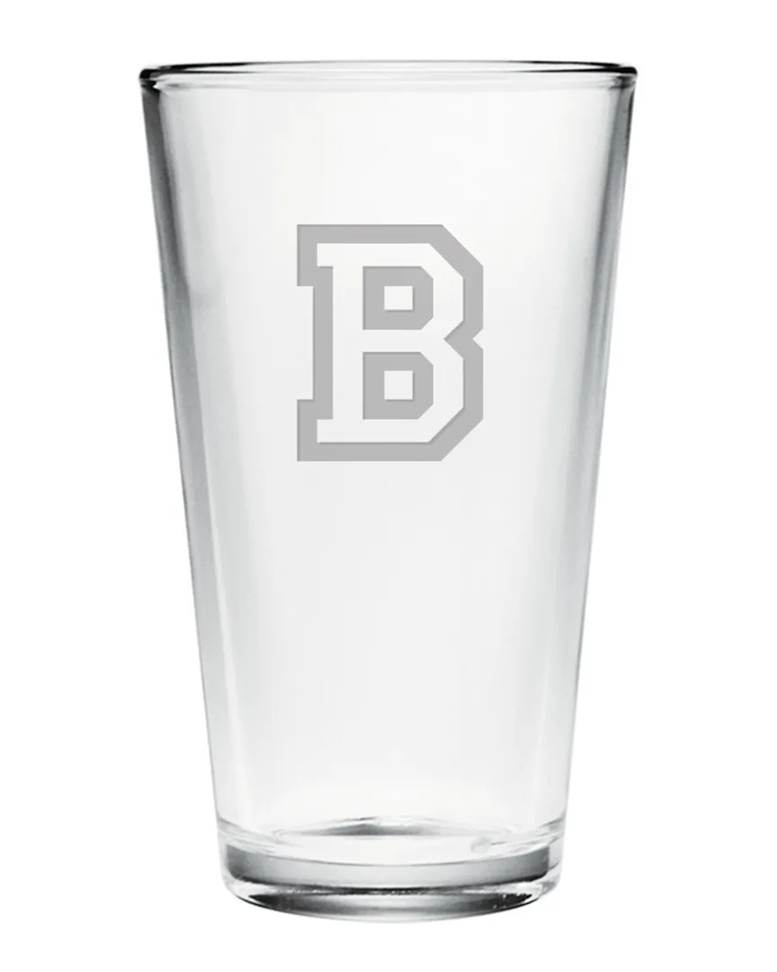 Monogrammed Set of Four Varsity Pint Glasses - Clear