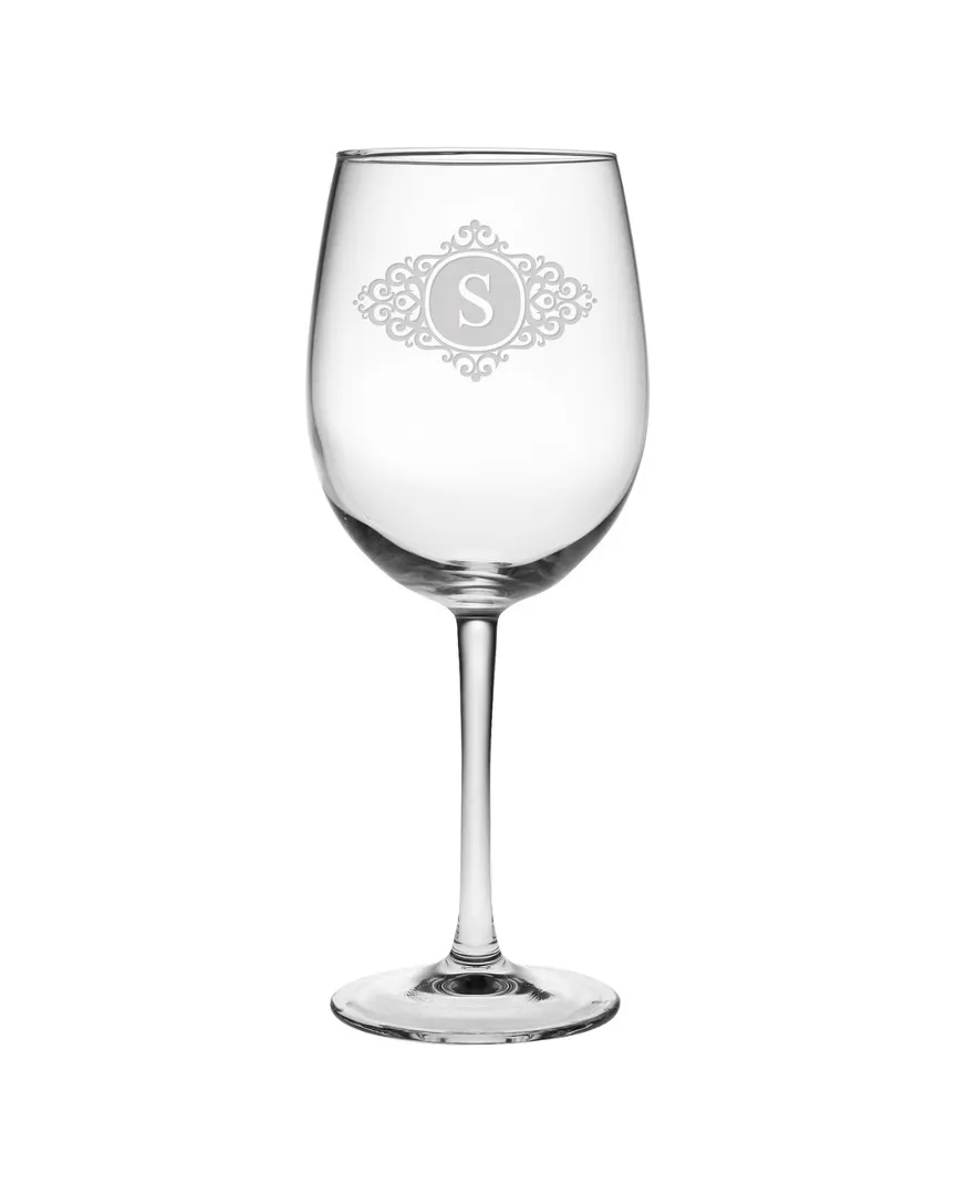 Monogrammed Set of Four Wine Glasses - Clear