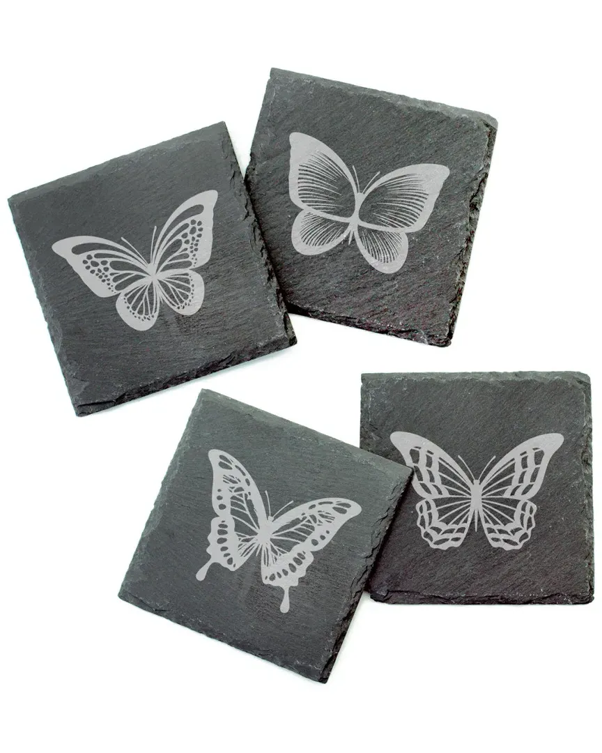Set of Four Butterfly Coasters - Charcoal, Slate image