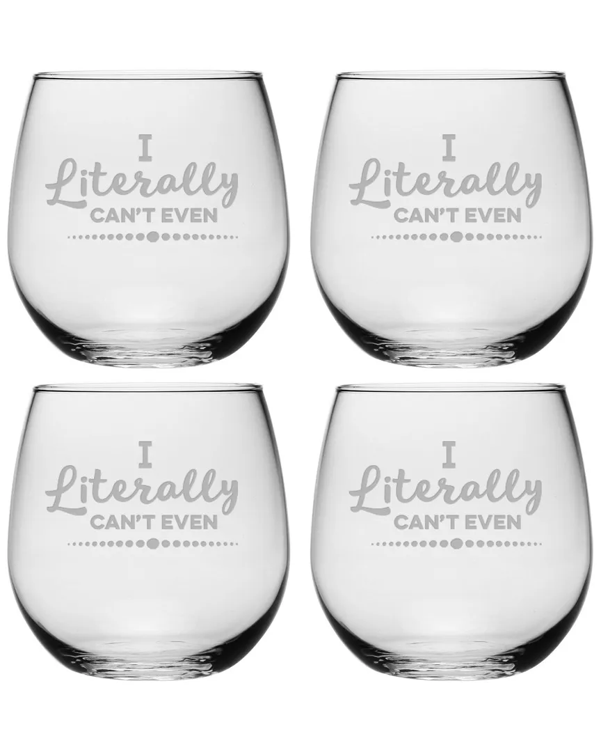 Set of Four Stemless Wine Glasses - Clear Glass image