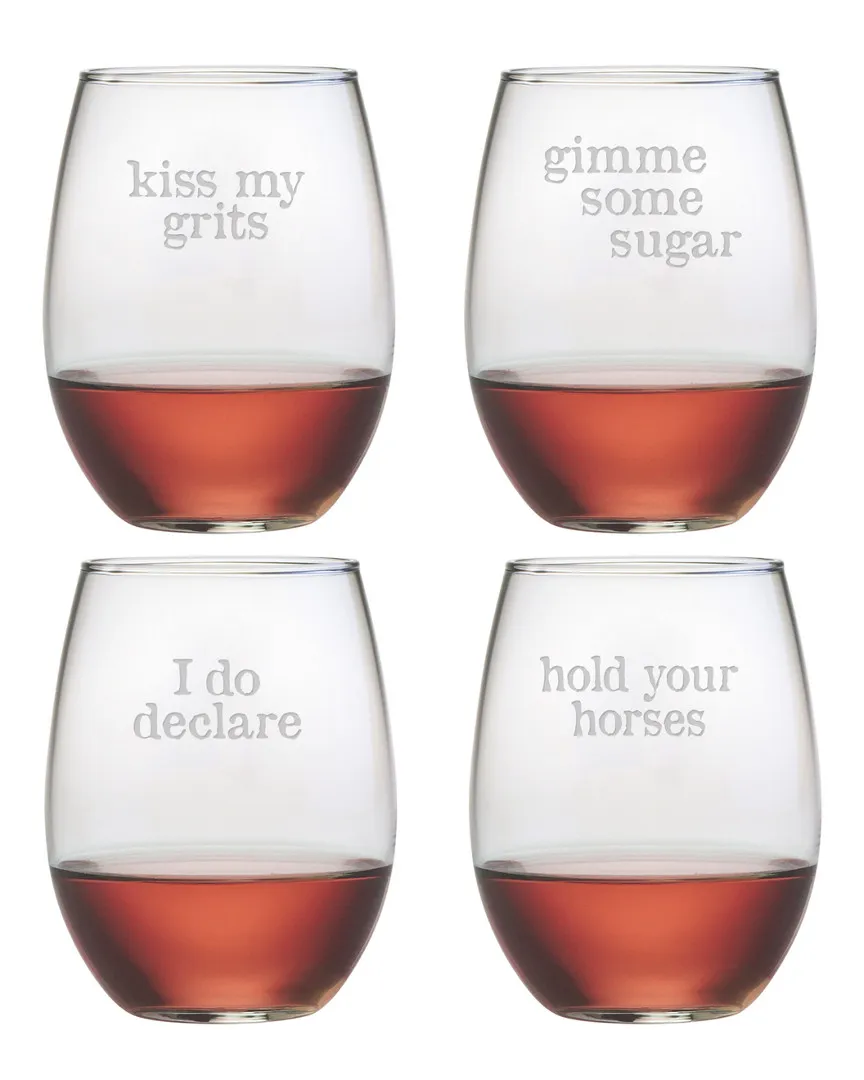 Short N Sweet Set of 4 Stemless Wine Glasses - 21oz image