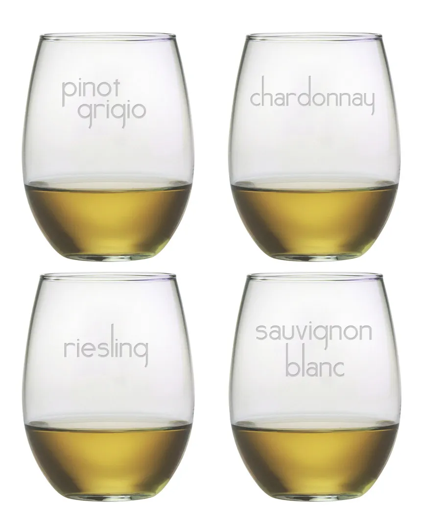 White Wine Set of 4 Stemless Glasses - Clear image