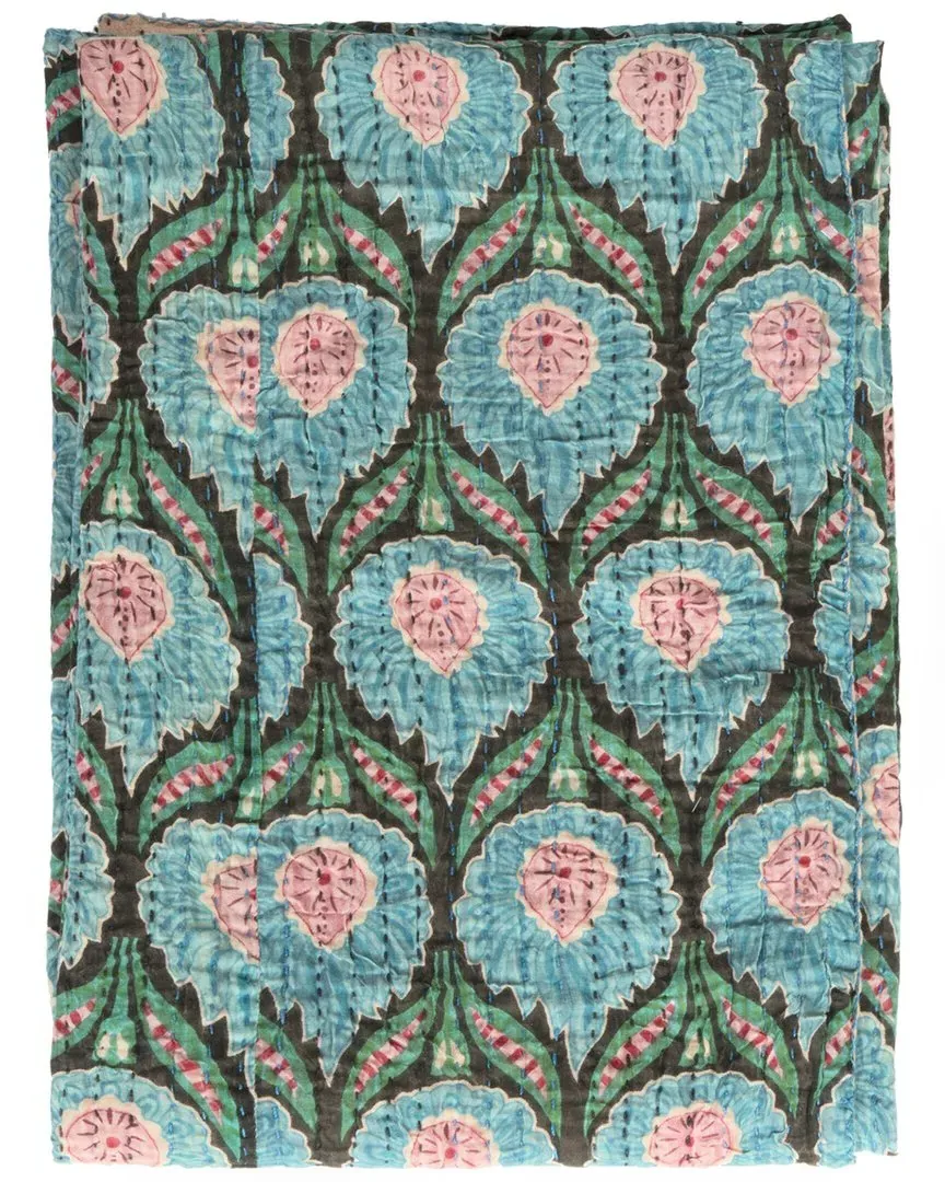 Natural Group Kantha Cotton Throw - Blue image