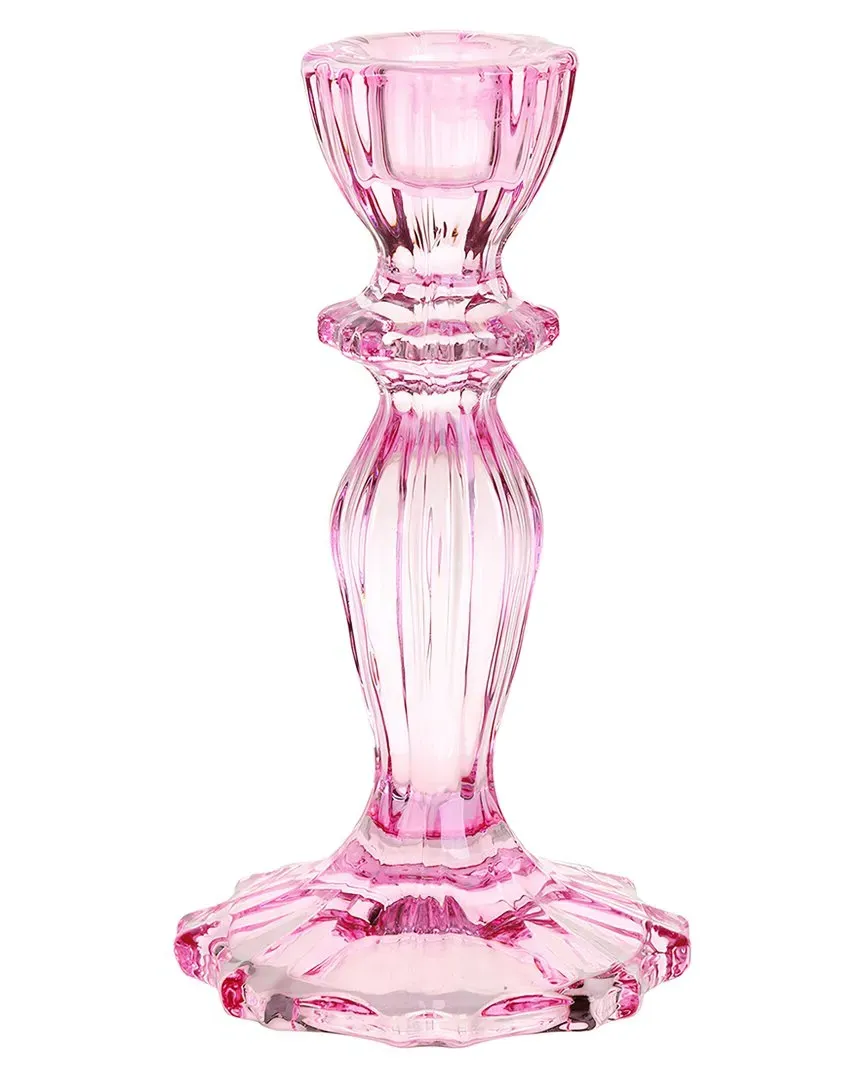 Set of 2 Candle Holders - Pink, Glass image