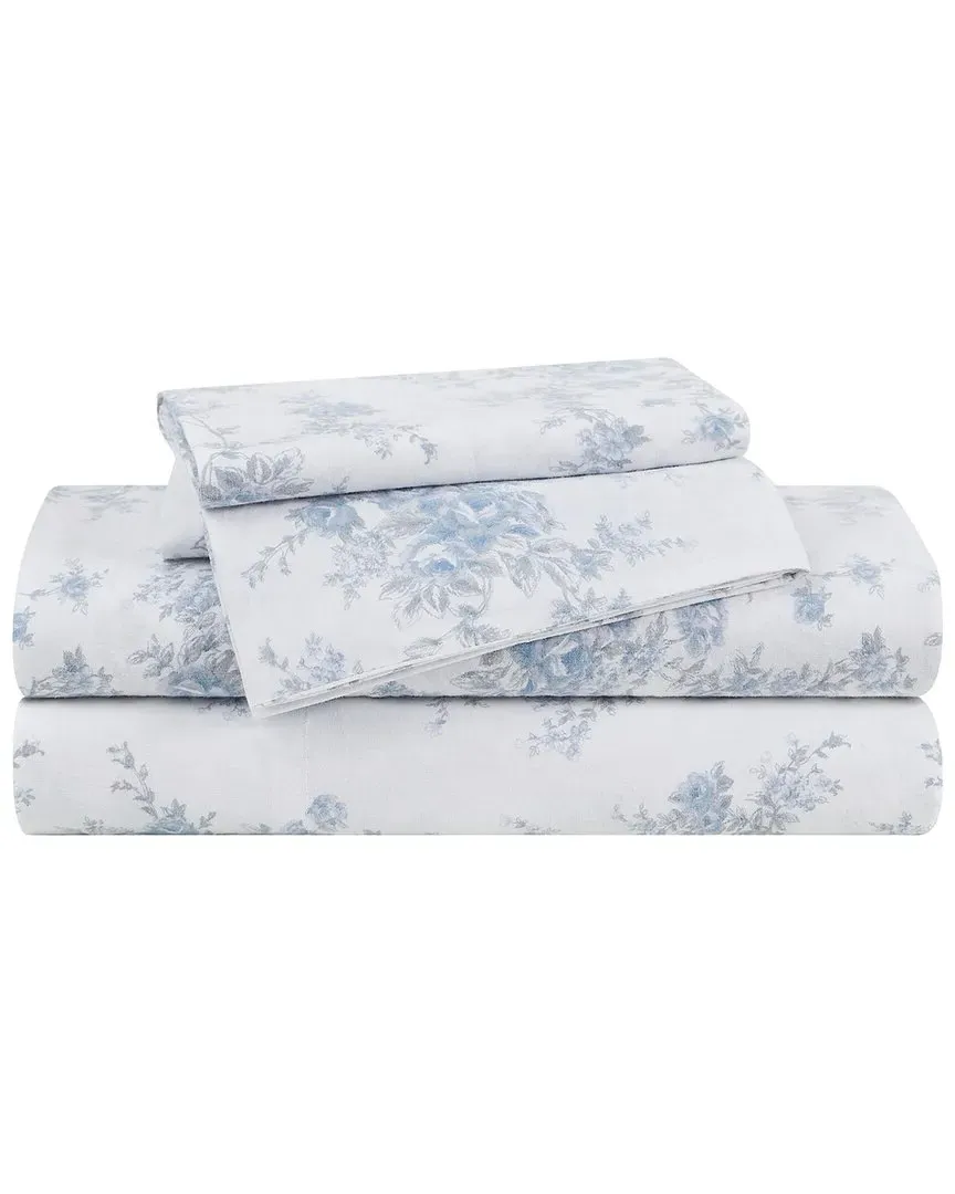 British Rose Sheet Set - White, Blue image