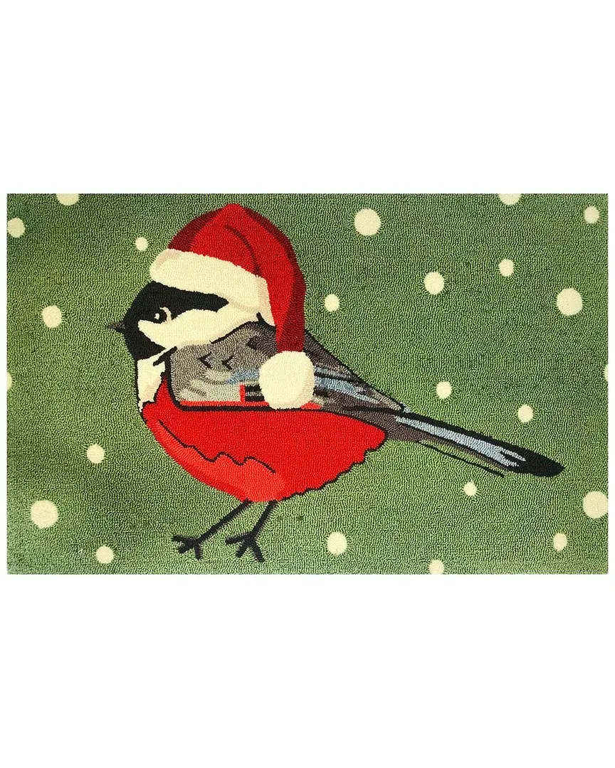 Chickadee Santa 24x36in Doormat - Green image